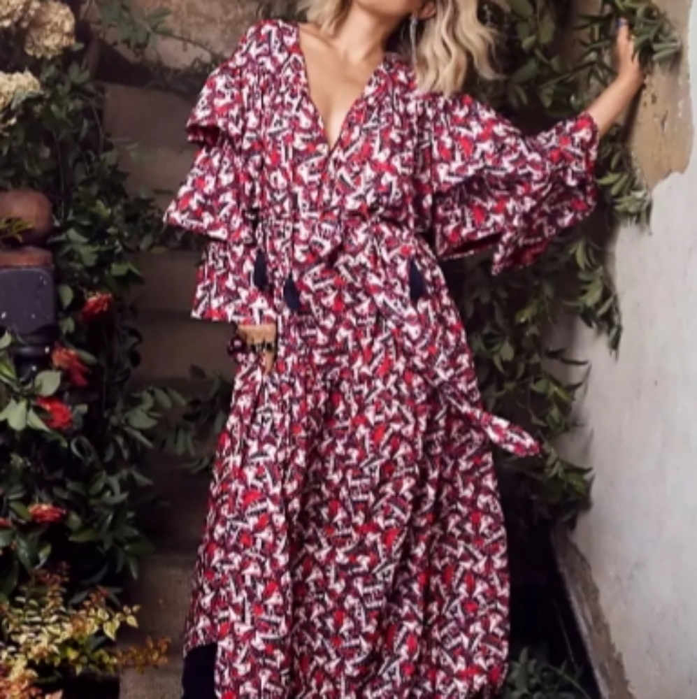 HAPPY X NATURE KATE HUDSON BOHO MAXI PHOENIX DRESS S